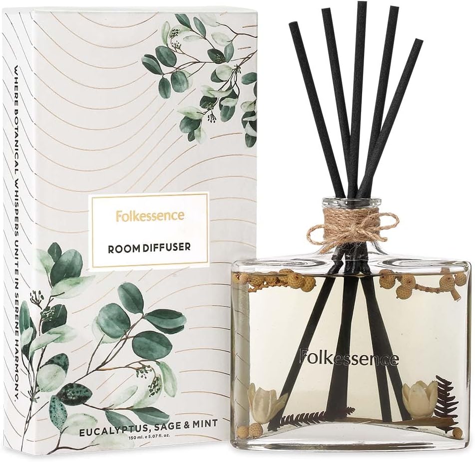 Folkulture 150 ml. Room Diffuser with Fibre Sticks - Eucalyptus, Sage & Mint